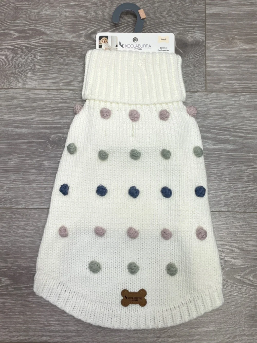NWT Koolaburra By Ugg Lorena Pet Sweater for Dogs Multicolored Pom Poms Small